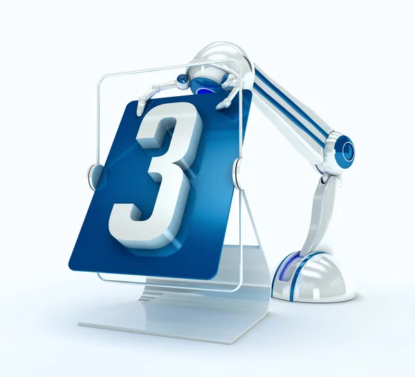 Robot with No. 3 — Stock Photo, Image