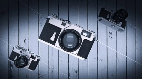 Silberne Fotokamera. Jahrgang. hohe Auflösung 3d — Stockfoto