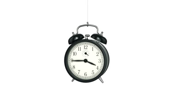 Klok alarm 3d. Tijd concept. — Stockvideo