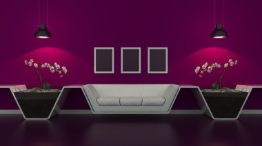 modern iç oda içinde güzel mobilyalarla 3d