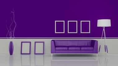 modern iç oda içinde güzel mobilyalarla 3d