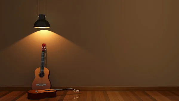 Interior design with acoustic guitar — Stock Photo, Image