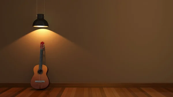 Interieur design met akoestische gitaar — Stockfoto