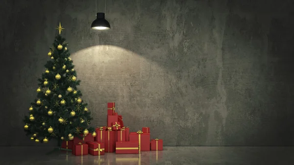 Julgran med gåvor, jul koncept. — Stockfoto