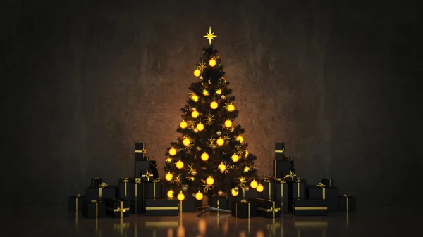 Julgran med gåvor, jul koncept. — Stockfoto