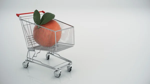 Carrito de compras con mandarina — Foto de Stock