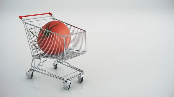 Winkelwagentje met tomaten — Stockfoto