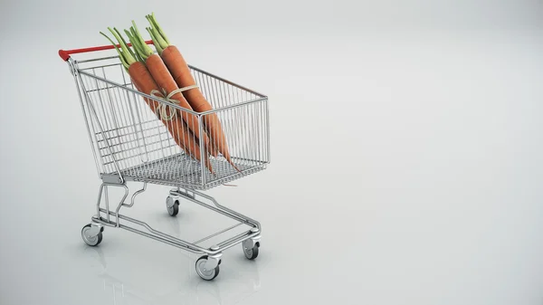 Carrito de compras con zanahorias — Foto de Stock