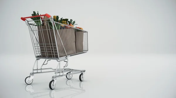 Carrito de compras lleno de productos — Foto de Stock