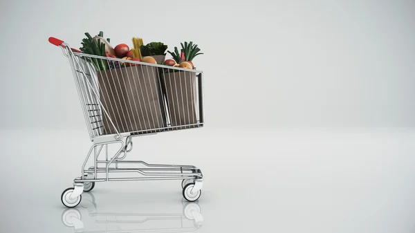 Shopping cart full with products — Stock Photo, Image