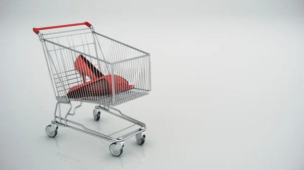 Carrito de compras con Zapatos rojos — Foto de Stock