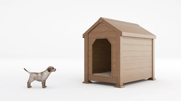 A casa do cão de madeira. conceito tamanho casa do cão — Fotografia de Stock
