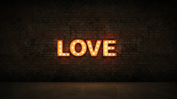 marquee light love letter sign, render 3D