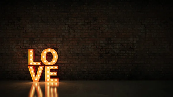 Sinal de carta de amor luz marquee, renderizar 3D — Fotografia de Stock