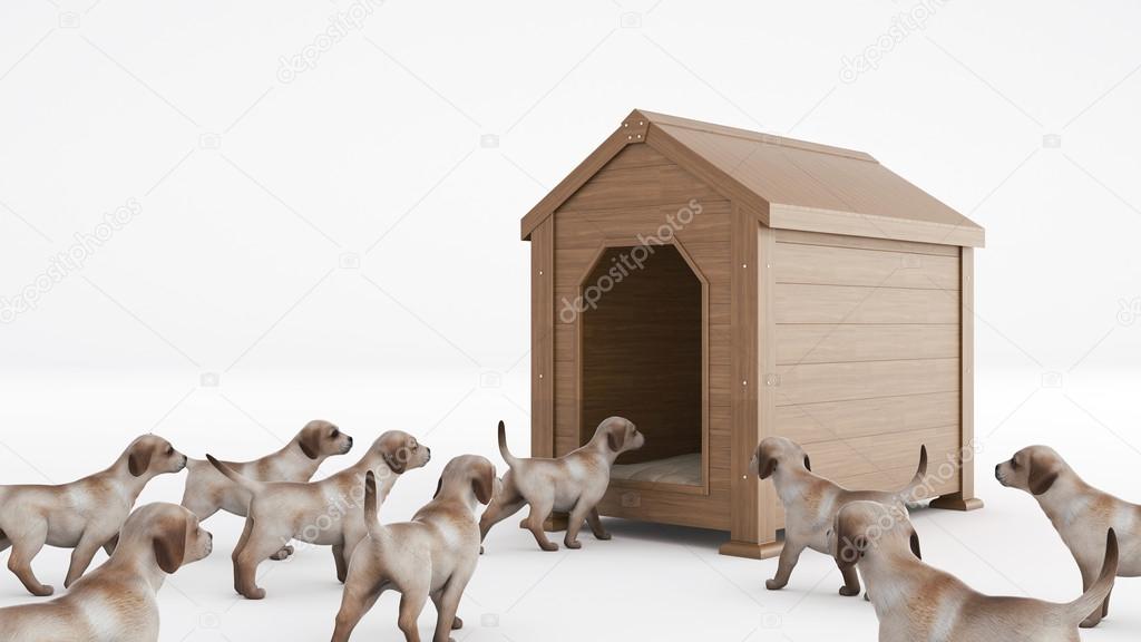 wooden dog's house. concept size dog's house