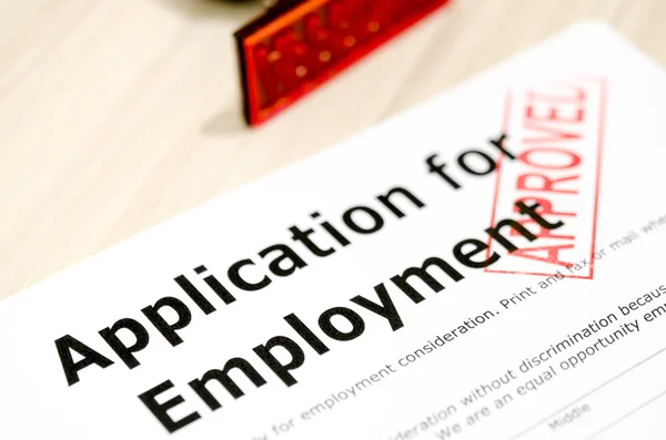Αίτηση για την απασχόληση και την σφραγίδα — Φωτογραφία Αρχείου