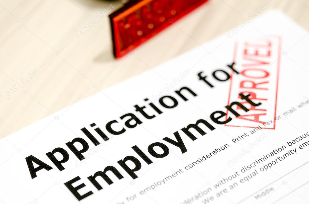 Application for Employment and stamp