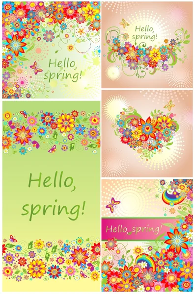 Set of spring backgrounds — Stock Vector