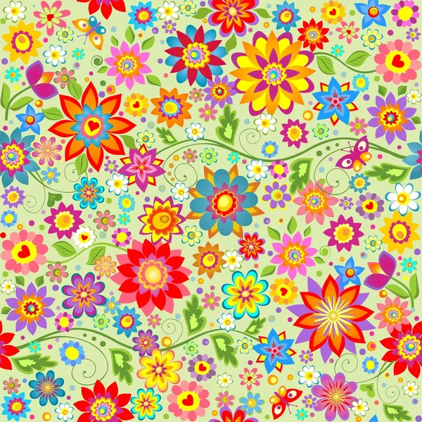 Fondo de pantalla de primavera con flores divertidas abstractas coloridas — Archivo Imágenes Vectoriales