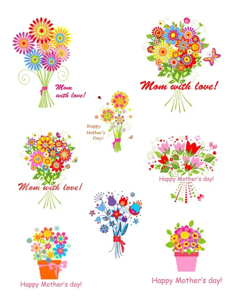 Bouquets de souhaits pour la fête des Mères — Image vectorielle