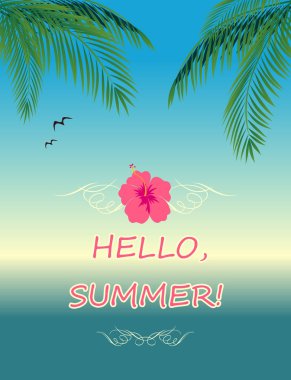 Palmiye yaprakları ile yazlık poster