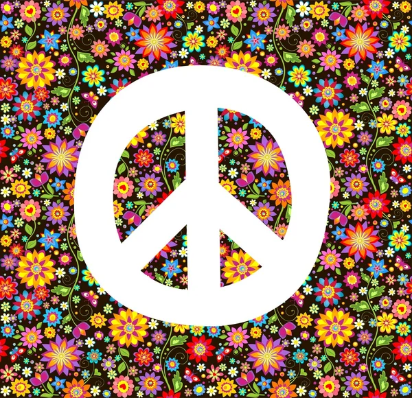 Hippie wallpaper with flowers print — Stock Vector