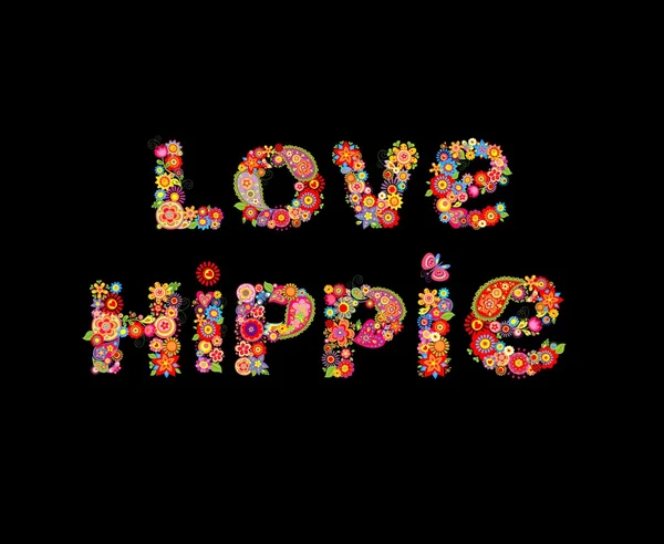 Láska hippie. Květinové tisk — Stockový vektor