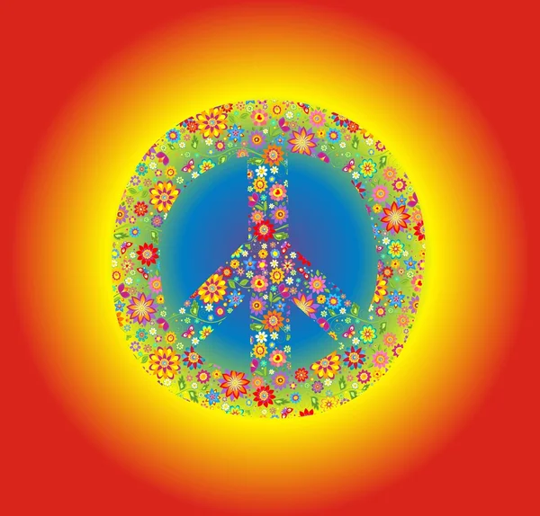Peace flower symbol with rainbow — Stock Vector
