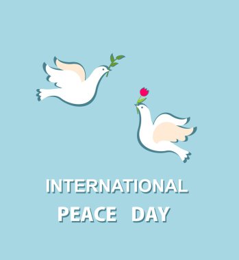 Şirin tebrik kartı güvercin güzel çifti ile Uluslararası Barış günü için