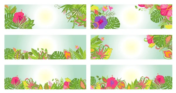 Raccolta di banner tropicali — Vettoriale Stock