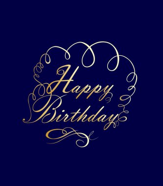 Menekşe doğum günü için altın çizim tebrik kartıyla