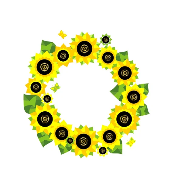 框架与向日葵贴花 — 图库矢量图片