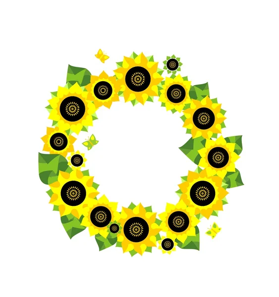 Cadre avec application tournesol — Image vectorielle