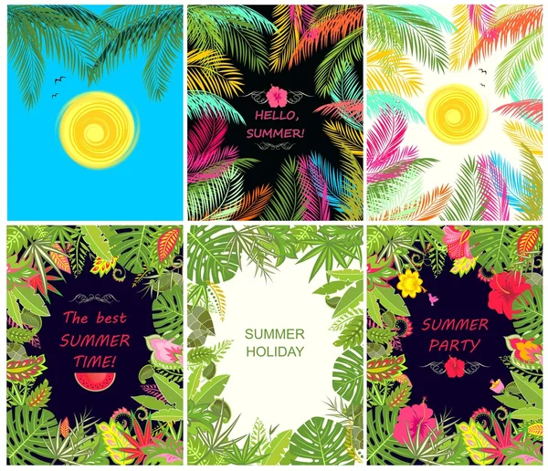 Collection d'affiches verticales tropicales estivales — Image vectorielle