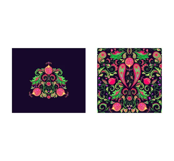 장식과 마법의 페르시아 카펫에 이국적 곁들여진 고전적 꽃무늬가 디자인 — 스톡 벡터