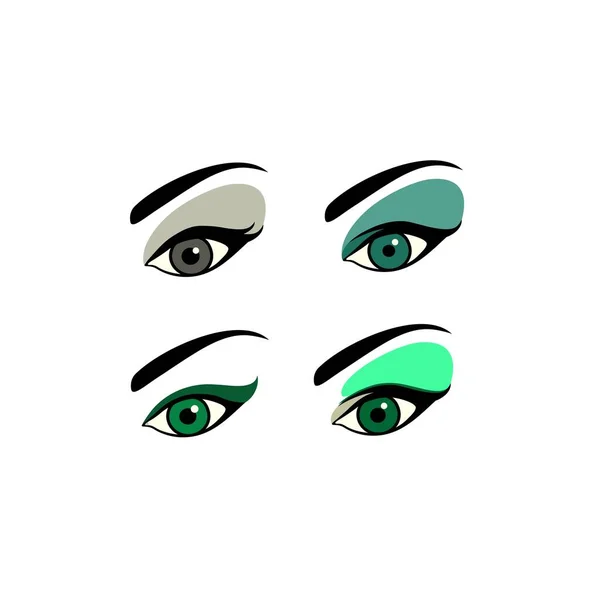 Belle Variation Des Yeux Femme Maquillage Avec Sourcil Isolé Sur — Image vectorielle