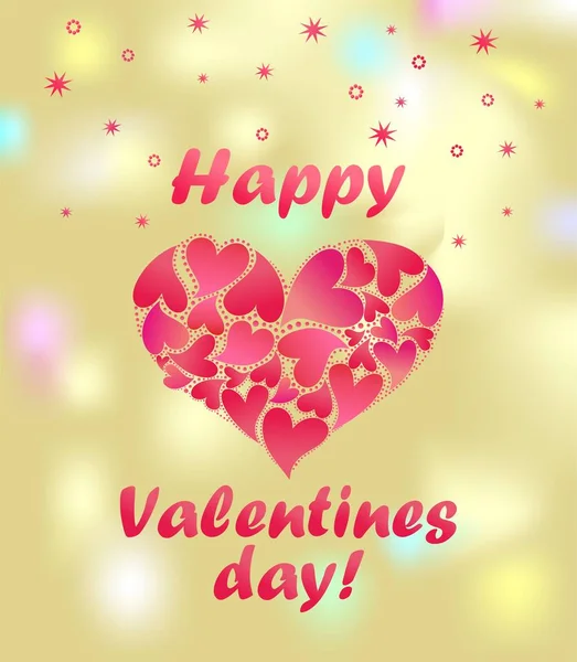 Золото Сяючий Прапор Валентинів День Гарячою Рожевою Декоративною Серцевою Формою — стоковий вектор