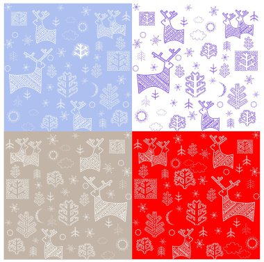 Kış Ren geyiği ile duvar kağıtları. ayarla