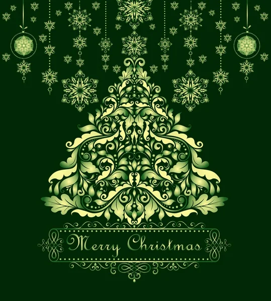 Salut verde de Crăciun de epocă — Vector de stoc