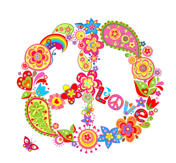 Vintage peace flower symbol
