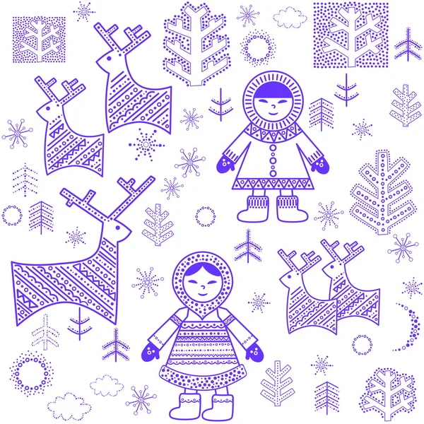 Winter wallpaper with Eskimo — Stock Vector