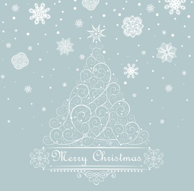 Vintage pastel mavi Noel kartı