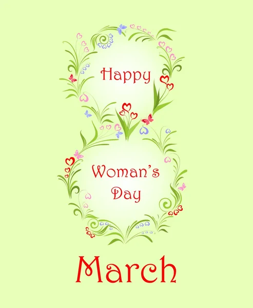 Χαιρετισμός για την ημέρα της γυναίκας με ανοιξιάτικα λουλούδια — Διανυσματικό Αρχείο