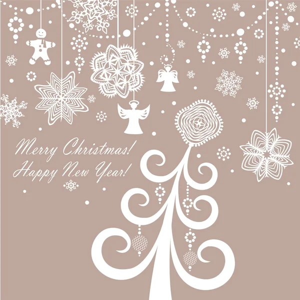 Retro paper xmas greeting card — Stock Vector