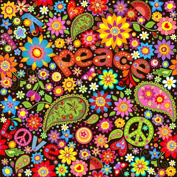 Wallpaper with hippie symbolic — Stock Vector