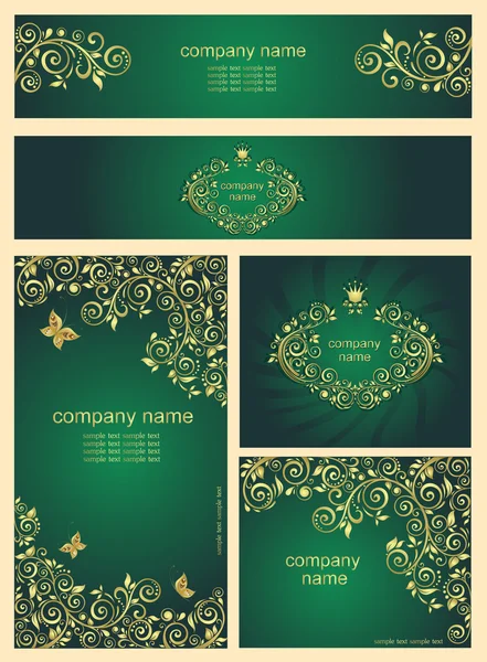 Ornate gold vintage templates for business cards — Stock Vector
