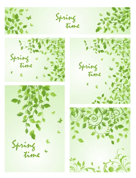 Ensemble de modèles vert printemps — Image vectorielle