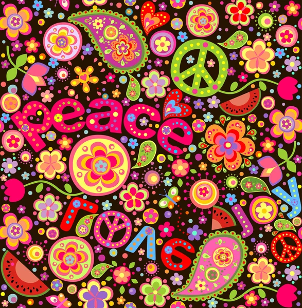 Hippie colorful wallpaper with watermelon Royalty Free Stock Vectors