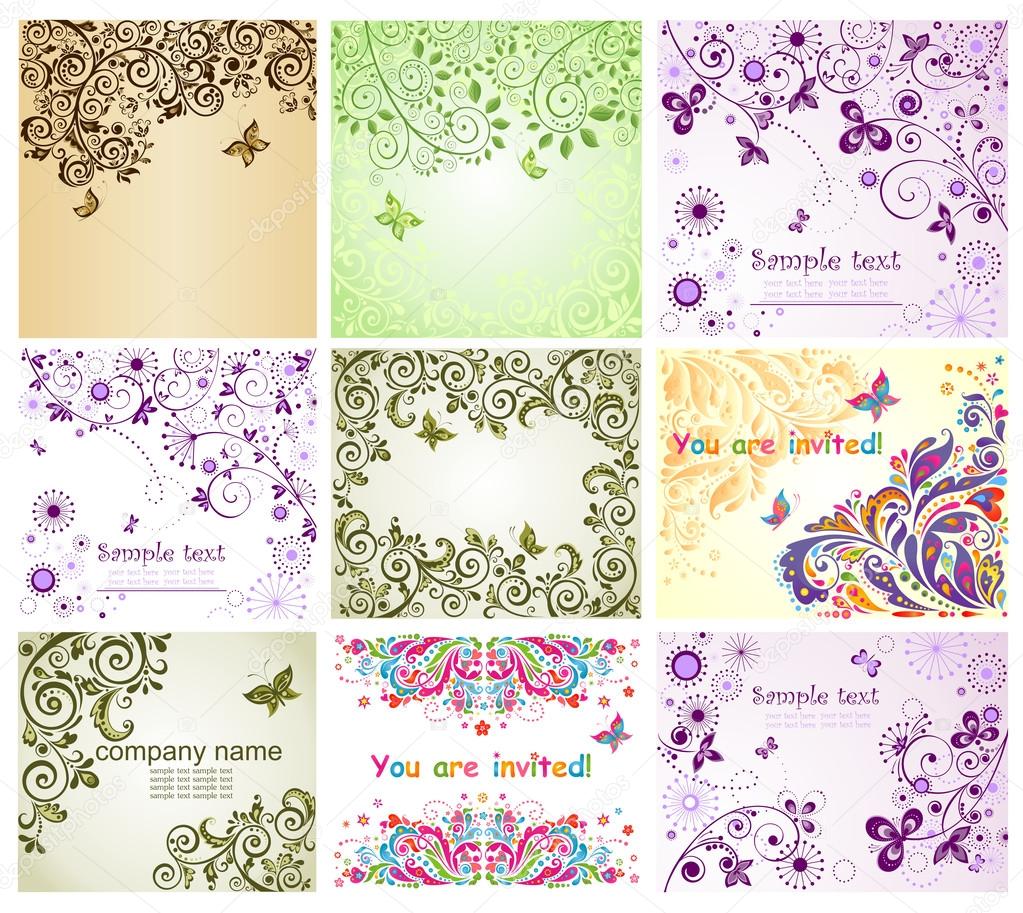 Vintage floral greeting cards