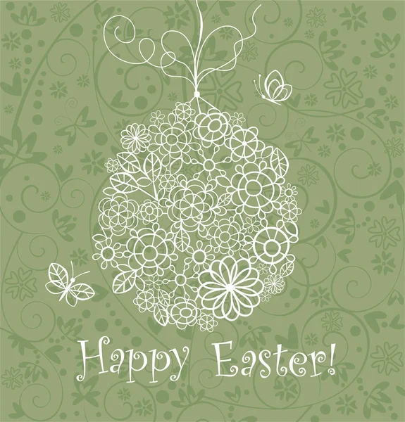 Dantelli asılı yumurta ile güzel Paskalya kartı — Stok Vektör